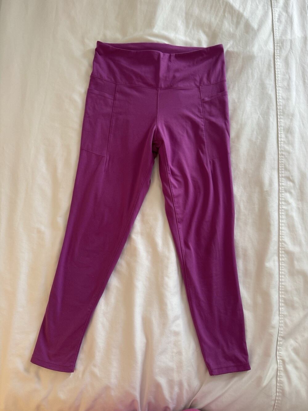 Danskin Women's High Waisted Active Leggings Side Pockets Fuschia Purple Stretch